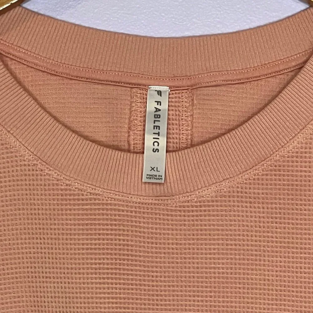 🆕Fabletics Womens Anna Waffle Knit Crop Sweatshirt Sweater Pink Sz XL - Picture 7 of 9